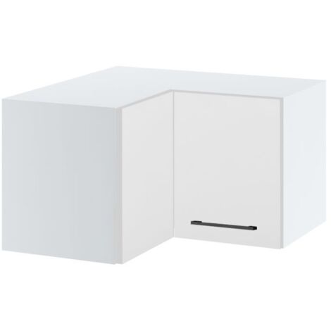 Meuble d'angle haut SLIM de cuisine Lovia Blanc Mat 2 portes L 60 cm - Porte avec poignée apparente White (1/2)