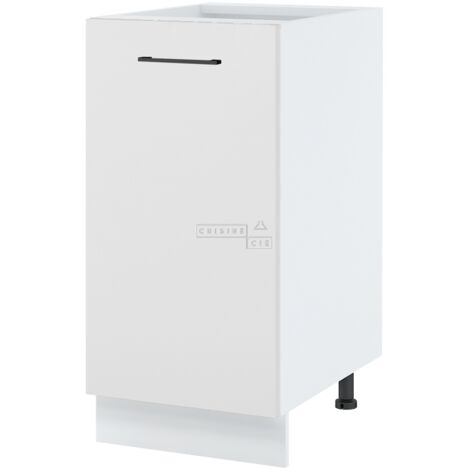 Meuble bas de cuisine Lovia Blanc Mat 1 porte L 40 cm - Porte avec poignée apparente White (1/2)