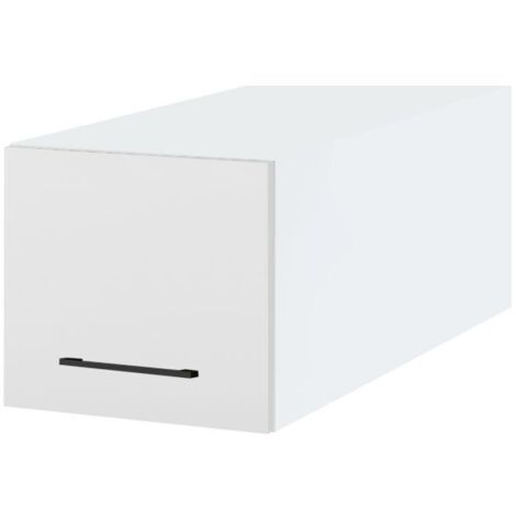 Meuble haut grande profondeur de cuisine Lovia Blanc Mat 1 porte relevable L 45 cm - Porte avec poignée apparente White (1/3)