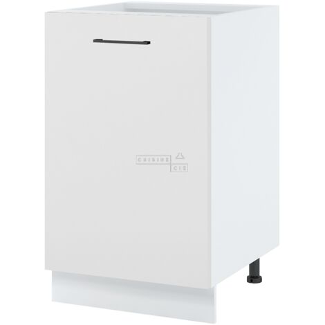 Meuble bas de cuisine Lovia Blanc Mat 1 porte L 50 cm - Porte avec poignée apparente White (1/2)