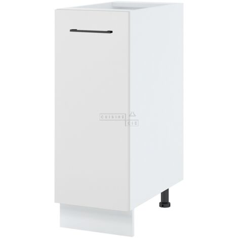 Meuble bas de cuisine Lovia Blanc Mat 1 porte L 30 cm - Porte avec poignée apparente White (1/2)