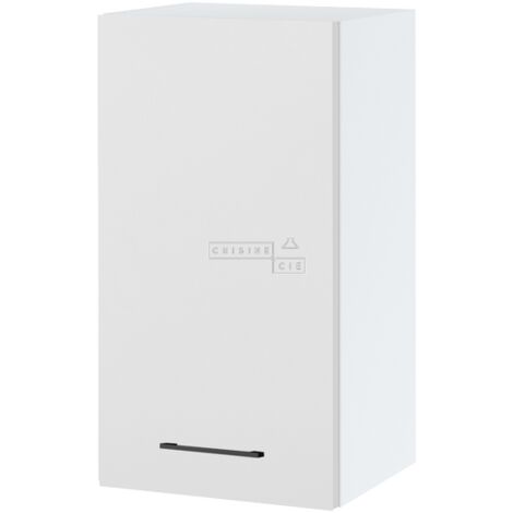 Meuble haut de cuisine Lovia Blanc Mat 1 porte L 40 cm - Porte avec poignée apparente White (1/2)