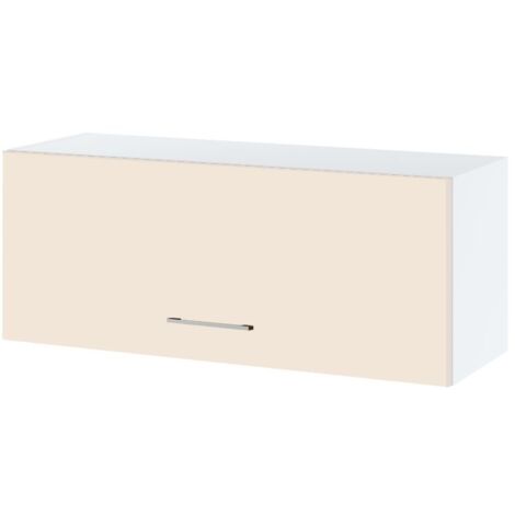 Meuble haut SLIM de cuisine Lovia Vanille Mat 1 porte relevable L 90 cm (1/2)
