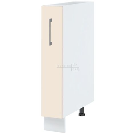 Meuble range épice Lovia Vanille Mat L 15 cm - Couleur de Caisson Blanc - Porte avec poignée apparente Alu (1/2)