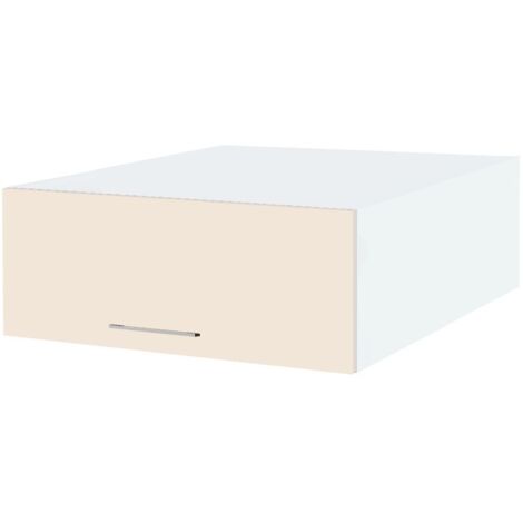 Meuble haut grande profondeur de cuisine Lovia Vanille Mat 1 porte relevable L 90 cm (1/2)