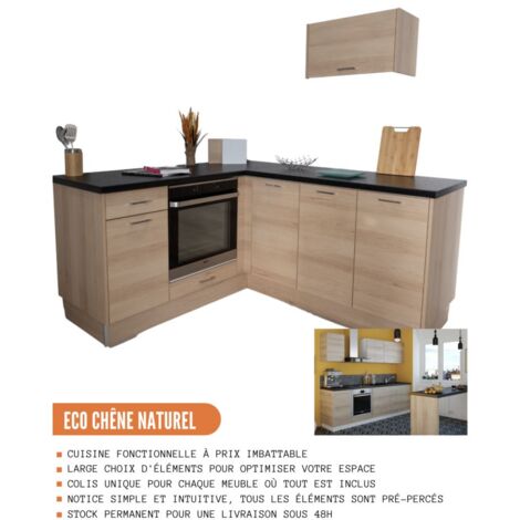 Meuble bas de cuisine Eco Chene Naturel 1 porte L 40 cm