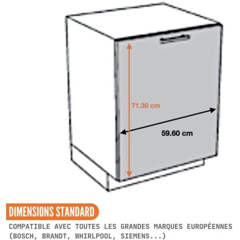 Façade pour lave-vaisselle tout intégrable Eco Gris Brillant L 60 cm
