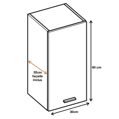 Meuble haut de cuisine Eco Blanc Brillant 1 porte L 30 cm