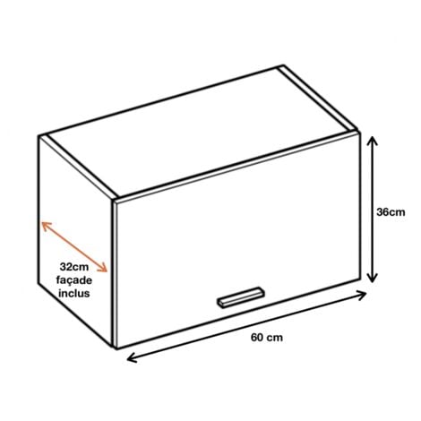 Meuble haut de cuisine Eco Chene Naturel 1 porte relevable L 60 cm