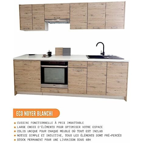 Colonne de cuisine pour micro-onde et four encastrable Bellissi Noyer  Blanchi 2 portes L 60 cm