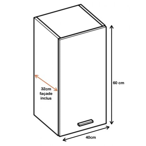 Meuble haut de cuisine Eco Gris Brillant 1 porte L 40 cm