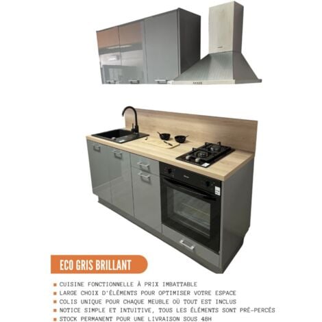 Meuble haut de cuisine Eco Gris Brillant 1 porte L 40 cm