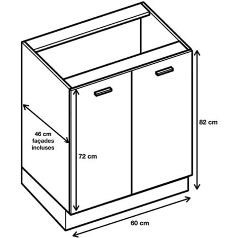Meuble bas de cuisine Eco Blanc Brillant 2 portes L 60 cm