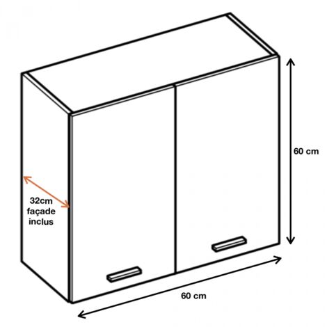 Meuble haut de cuisine Eco Gris Brillant 2 portes L 60 cm