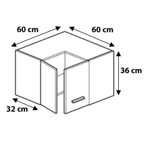 Meuble haut d'angle cuisine Bellissi Noyer Blanchi 2 portes L 65