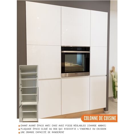 Colonne réfrigérateur encastrable Bellissi Beton Ardoise 3 portes L 60 cm -  Cuisineandcie