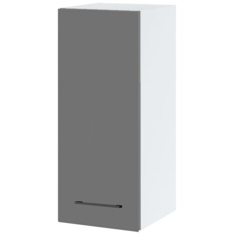 Meuble haut de cuisine Lovia Gris Mat 1 porte L 30 cm - Porte avec poignée apparente Grey (1/2)
