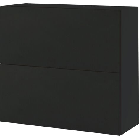 Meuble haut de cuisine Lovia Noir Mat 2 portes relevables L 80 cm Type de  façade: Porte avec poignée intégrée