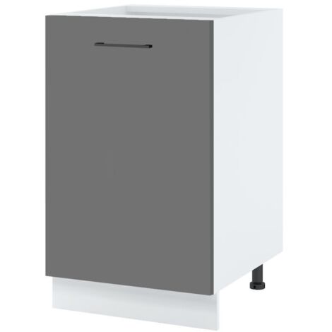 Meuble bas de cuisine Lovia Gris Mat 1 porte L 50 cm - Porte avec poignée apparente Grey (1/2)