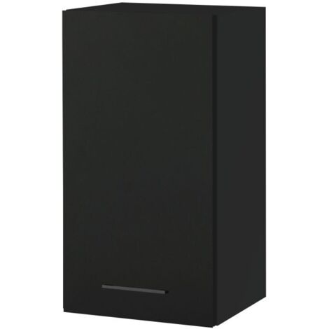 Meuble haut de cuisine Lovia noir Mat 1 porte L 40 cm - Porte avec poignée apparente Black (1/4)