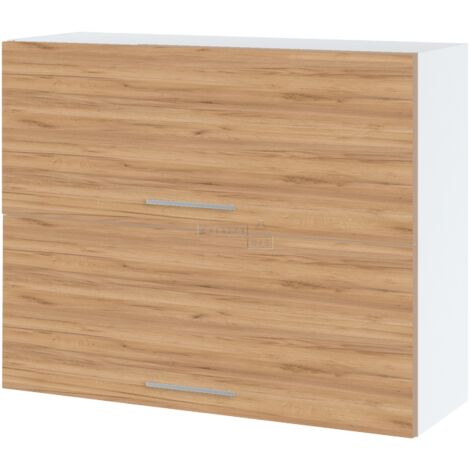 Meuble haut de cuisine Bellissi Chene 2 portes relevables L 90 cm - Porte avec poignée apparente Décor chêne brut (1/5)