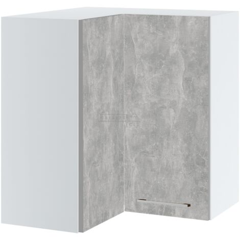 Meuble d'angle haut de cuisine Bellissi Beton Naturel 2 portes L 65/65 cm - Porte avec poignée apparente Grey (1/5)