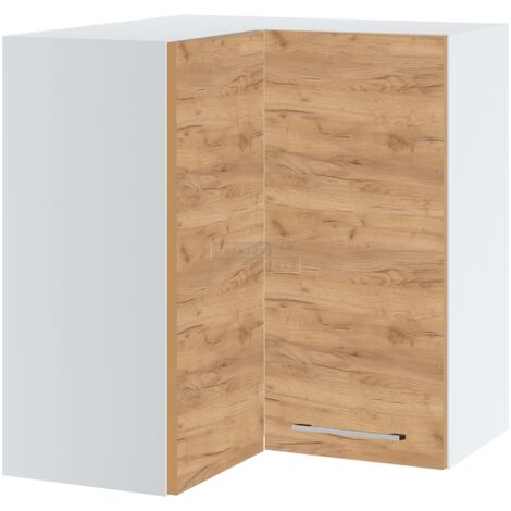 Meuble d'angle haut de cuisine Bellissi Chene 2 portes L 60/60 cm - Porte avec poignée apparente Décor chêne brut (1/5)