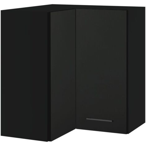 Meuble d'angle haut de cuisine Lovia Noir Mat 2 portes L 65/65 cm - Porte avec poignée apparente Black (1/4)