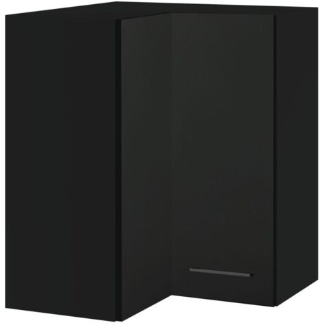 Meuble d'angle haut de cuisine Lovia Noir Mat 2 portes L 60/60 cm - Porte avec poignée apparente Black (1/4)