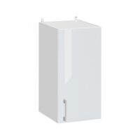 Cuisineandcie – Meuble haut de cuisine blanc brillant 1 porte L 30 cm – Charnières réglables – Amortisseurs pour fermeture silencieuse – Rangement verres