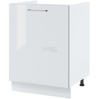 Cuisineandcie – Meuble sous-évier blanc brillant 1 porte L 60 cm – Finition brillante proche du verre – Charnières renforcées et réglables – Amortisseurs silencieux