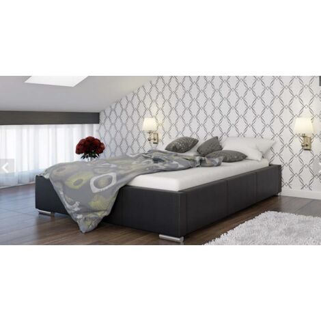 3xEliving modern, bequem, CELDI Bett, Kunstleder schwarze Farbe, Kunstleder  90 x 200