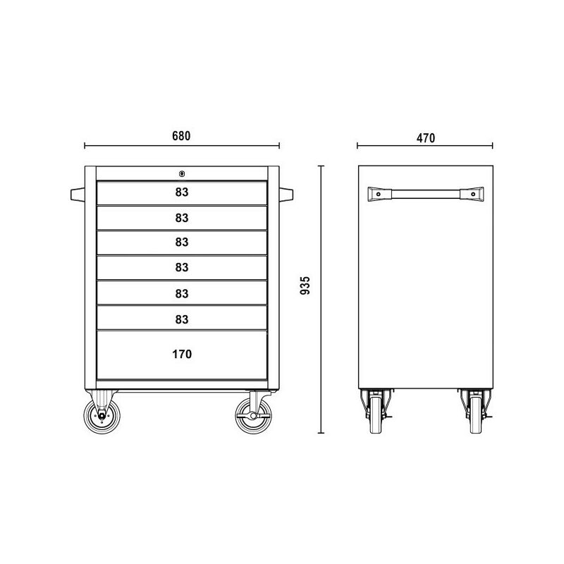 Beta carrello INOX porta attrezzi mobile C04TSS a 7 cassetti in