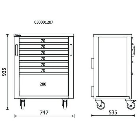 Cassettiera mobile Beta con 7 cassetti per arredo officina RSC50 C7