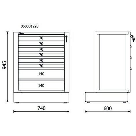 Modulo Beta fisso con 8 cassetti per arredo officina RSC50 M8