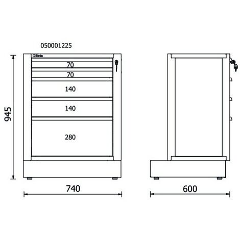 Modulo Beta fisso con 5 cassetti per arredo officina RSC50 M5