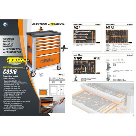 Carrello Portautensili Attrezzi Scomponibile Ruote Cassettiera