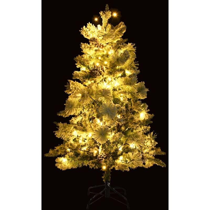 Albero di Natale Innevato con LED e Pigne 150 cm in PVC e PE