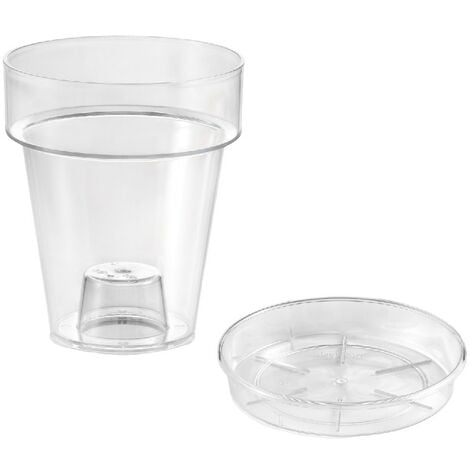 VASO per ORCHIDEE fioriera con SOTTOVASO TRASPARENTE orchidea Ø 17