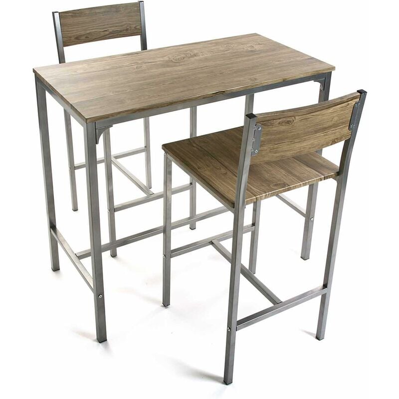 Versa Helena Set de mesa de Comedor y dos sillas Altas, 87x45x89cm