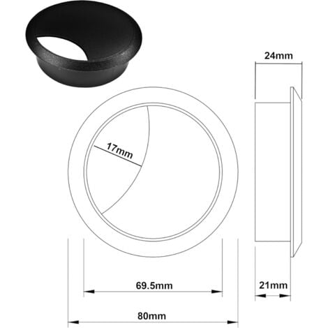 2x Passe Câble Bureau Table Fil Diamètre 70mm Encastrable Cordon Prise Ordinateur Ecran Accessoire Ameublement Pratique 81340870 - Foto 2