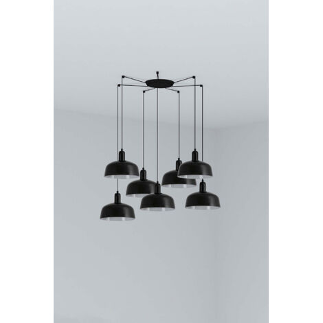 Faro Tatawin Lampada a sospensione a grappolo medio, nero lucido, 7x E27