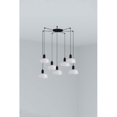 Faro Tatawin Lampada a sospensione a grappolo piccola, nera, bianco lucido, 7x E27