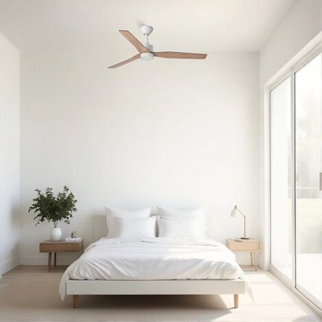 Ventyly Original Ventilatore Da Soffitto Con Luce LED Dimmerabile, 120 Cm, Motore DC Silenzioso, 6 Velocità, Telecomando Con Timer | Pale Reversibili Bianco/Legno, Regolazione Altezza 30-60 Cm - 3