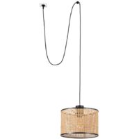 Faro MAMBO Lampada a sospensione cilindrica Ø320 in rattan nero con spina
