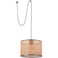 Faro MAMBO Lampada a sospensione cilindrica Ø450 in rattan nero con spina
