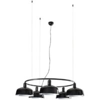 Faro TATAWIN Plafoniera a Sospensione Cilindrica Media a 5 Luci Nero Satinato