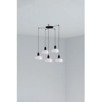 Faro Tatawin Lampada a sospensione a grappolo piccola, nera, bianco lucido, 5x E27