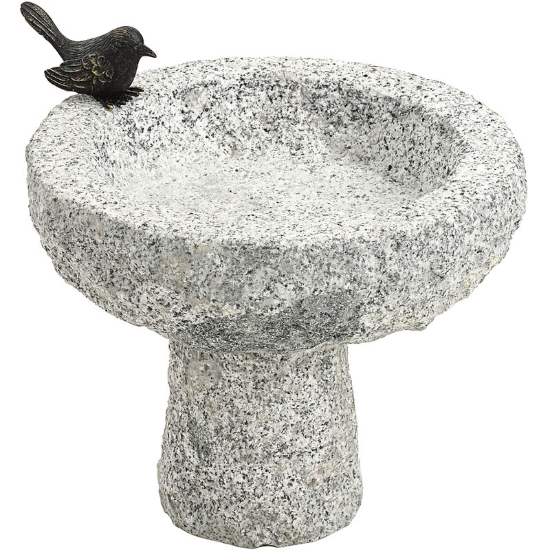 Dehner Vogeltränke Granit/Bronze, mit ca. 30 Vogel, 30 Höhe cm, cm, ca. Ø grau