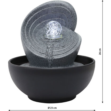 Dehner Zimmerbrunnen Olua mit LED, kaltweiß, 23 x 26 x 23 cm, Polyresin,  dunkelgrau/grau